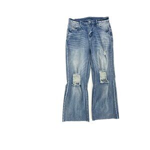 Unbranded Distressed Bootcut Raw Hem Women's size 10 Dark Blue Denim Jeans